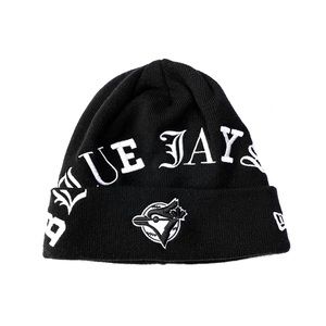 New Era Toronto Blue Jays Blackletter Knit Beanie (Black)